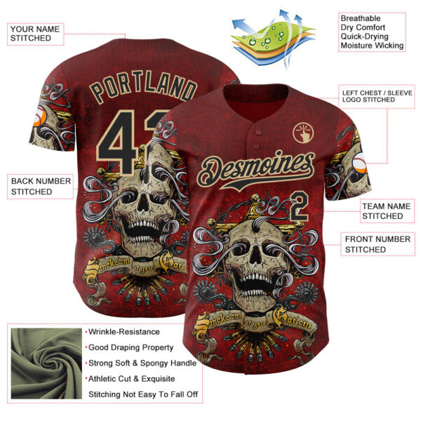 Custom Red Black-Vegas Gold David Lozeau Smoke Em If You Got Em Authentic Baseball Jersey