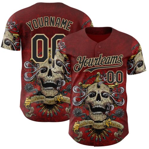 Artist0483 Custom Red Black-Vegas Gold David Lozeau Smoke Em If You Got Em Authentic Baseball Jersey