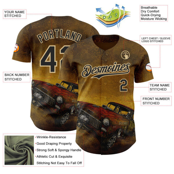 Custom Yellow Black-Vegas Gold David Lozeau Run What You Brung Authentic Baseball Jersey