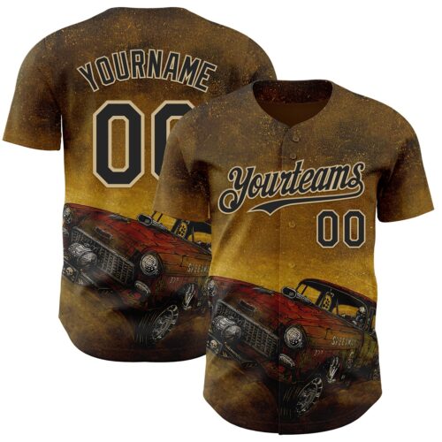 Artist0484 Custom Yellow Black-Vegas Gold David Lozeau Run What You Brung Authentic Baseball Jersey