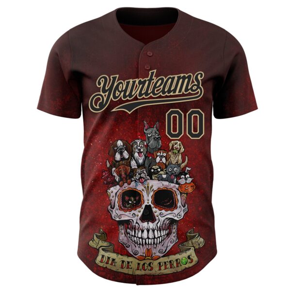 Custom Red Black-Vegas Gold David Lozeau Dia De Los Perros Authentic Baseball Jersey