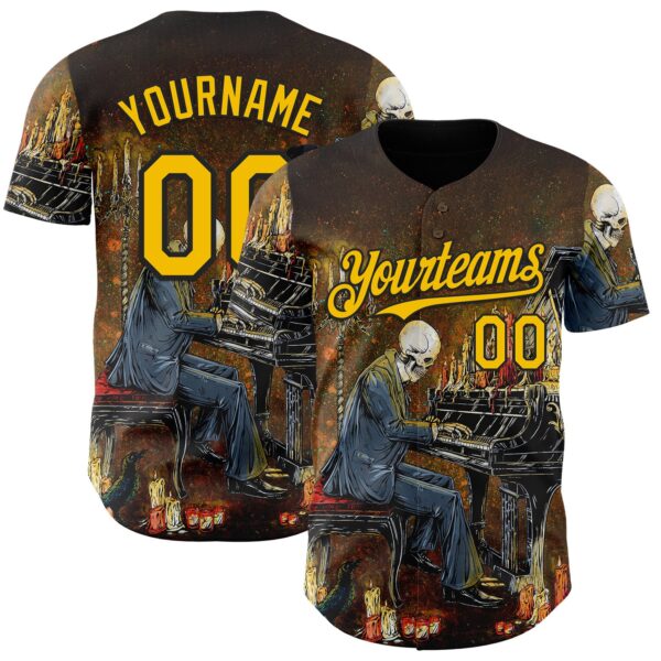 Custom Navy Yellow-Black David Lozeau The Grand Finale Authentic Baseball Jersey