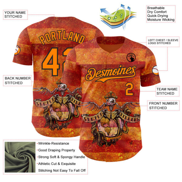 Custom Orange Bay Orange-Black David Lozeau Semper Fidelis Authentic Baseball Jersey