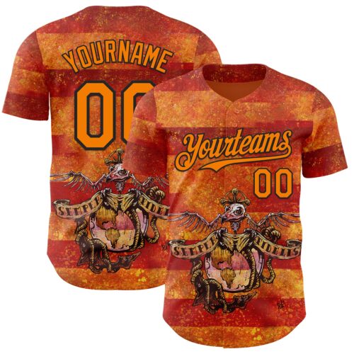 Artist0490 Custom Orange Bay Orange-Black David Lozeau Semper Fidelis Authentic Baseball Jersey