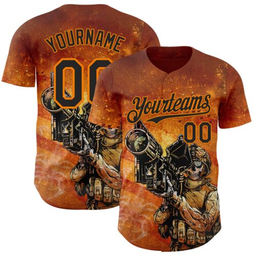 Artist0493 Custom Orange Black-Bay Orange David Lozeau Feel The Sting Authentic Baseball Jersey