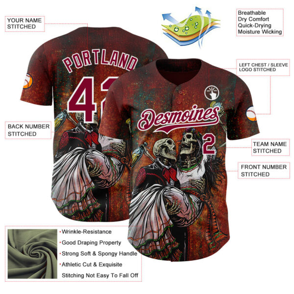 Custom Red Maroon-White David Lozeau Bottoms Up Authentic Baseball Jersey