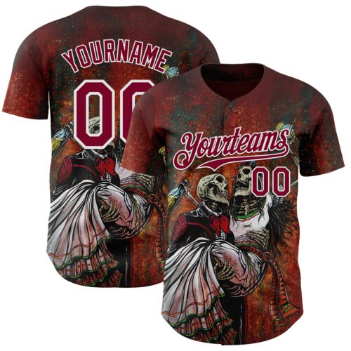 Artist0494 Custom Red Maroon-White David Lozeau Bottoms Up Authentic Baseball Jersey
