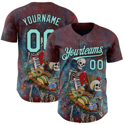 Artist0496 Custom Red Ice Blue-Black David Lozeau The Bounty Of Life Authentic Baseball Jersey