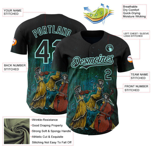 Custom Black-Ice Blue David Lozeau The Three Authentic Baseball Jersey