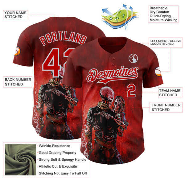 Custom Red-Silver David Lozeau Love Trust And A Revolver Authentic Baseball Jersey