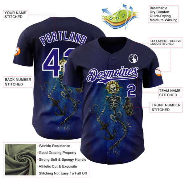 Custom Blue Dark Purple-White David Lozeau Lighting The Way Authentic Baseball Jersey