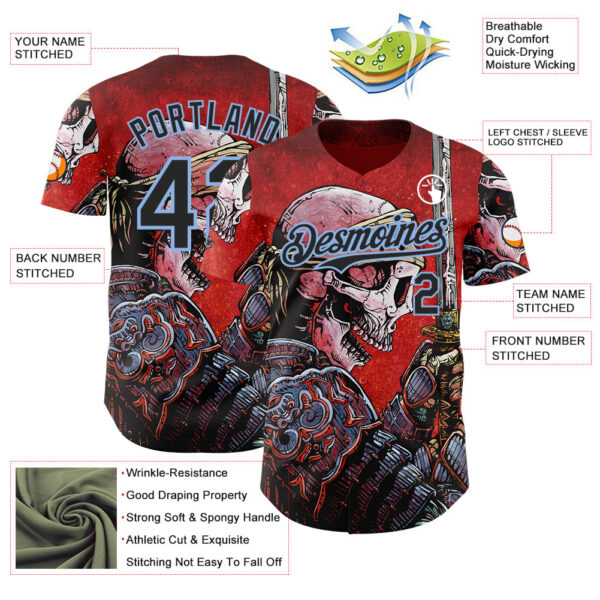 Custom Red Black-Light Blue David Lozeau Honor Authentic Baseball Jersey