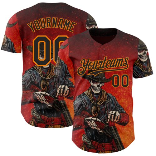 Artist0503 Custom Red Black-Bay Orange David Lozeau Double Barrel Authentic Baseball Jersey