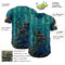 Custom Blue Black Green-Aqua David Lozeau Catch Or Release Authentic Baseball Jersey