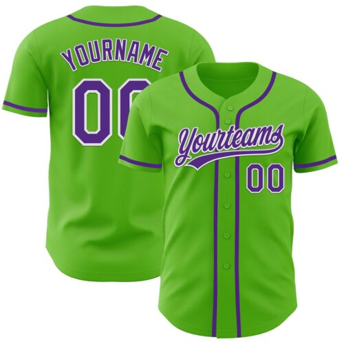 AuroraGreen0005 Custom Aurora Green Purple-White Authentic Baseball Jersey