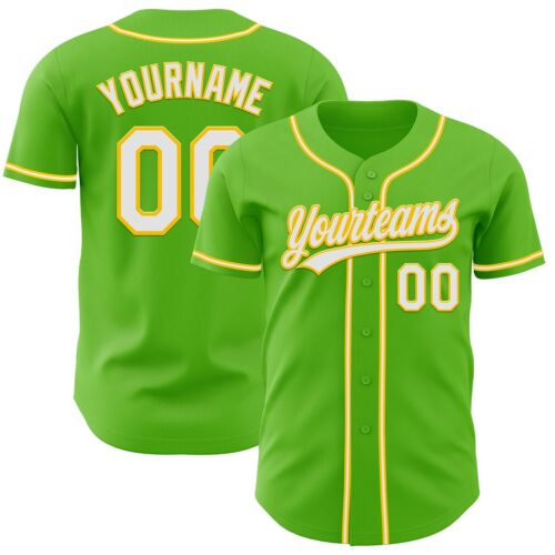 AuroraGreen0006 Custom Aurora Green White-Yellow Authentic Baseball Jersey