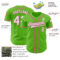 Custom Aurora Green White-Pink Authentic Baseball Jersey