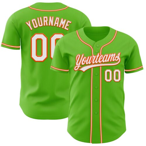 AuroraGreen0008 Custom Aurora Green White-Orange Authentic Baseball Jersey
