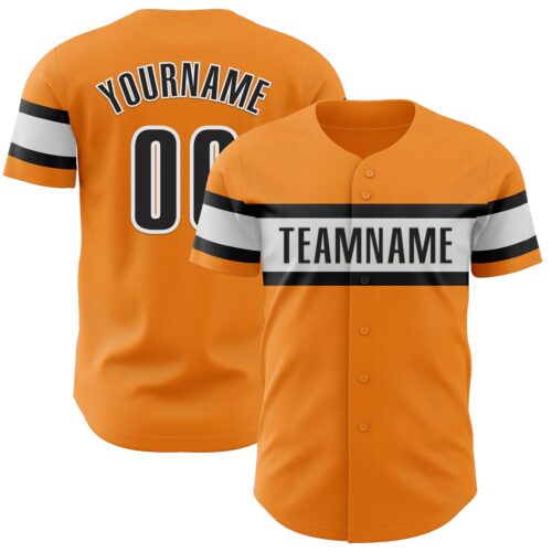 BayOrange0011 Custom Bay Orange Black-White Authentic Baseball Jersey