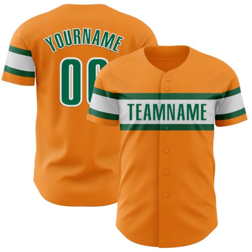 BayOrange0014 Custom Bay Orange Kelly Green-White Authentic Baseball Jersey