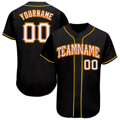 Black0931 Custom Black White-Gold Authentic Baseball Jersey
