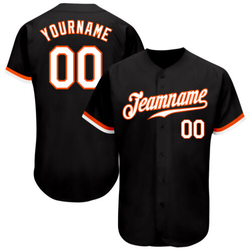 Black1015_9828a1c1-56b7-4de5-a7a3-e123b20e3ec3 Custom Black White-Orange Authentic Baseball Jersey