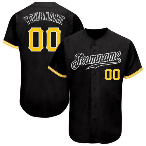 Black1021 Custom Black Gold-White Authentic Baseball Jersey
