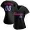 Custom Black Light Blue-Hot Pink Authentic Baseball Jersey