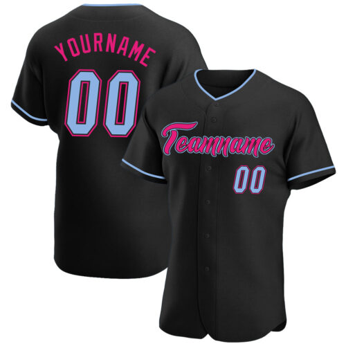 Black1124_152f89ca-c079-4d83-ac53-c153638f43cb Custom Black Light Blue-Hot Pink Authentic Baseball Jersey