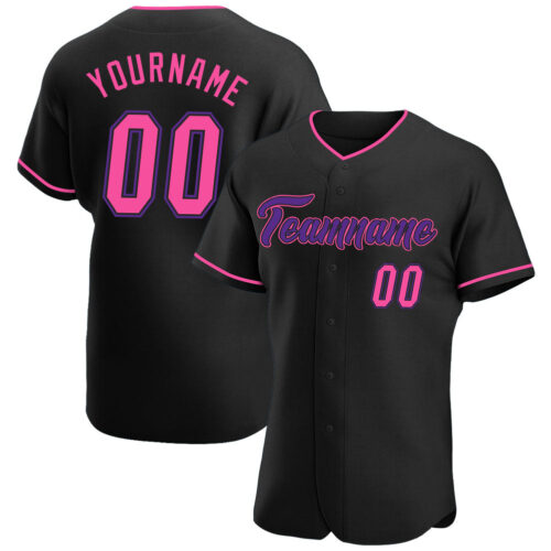 Black1125_b6a2befe-fd41-4358-8504-c46d02deab31 Custom Black Pink-Purple Authentic Baseball Jersey