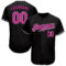 Custom Black Deep Pink-White Authentic Baseball Jersey