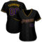 Custom Black Dark Purple-Gold Authentic Baseball Jersey