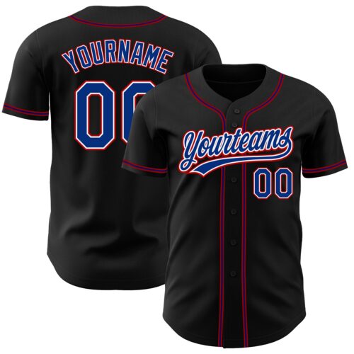 Black1192 Custom Black Royal-Red Authentic Baseball Jersey