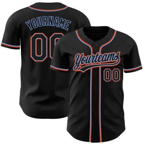 Black1208 Custom Black Black Powder Blue-Orange Authentic Baseball Jersey