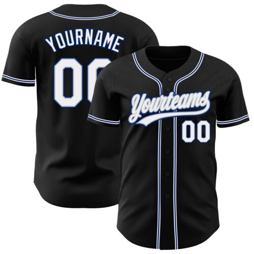 Black1212 Custom Black White Gray-Royal Authentic Baseball Jersey