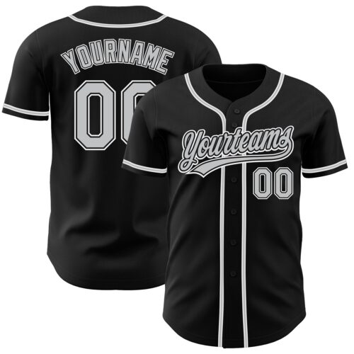 Black1224 Custom Black Gray-White Authentic Baseball Jersey