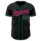 Custom Black Kelly Green-Hot Pink Authentic Baseball Jersey