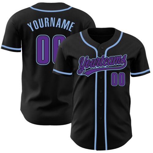 Black1236 Custom Black Purpe-Light Blue Authentic Baseball Jersey