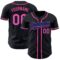 Custom Black Royal Pinstripe Pink Authentic Baseball Jersey