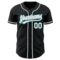 Custom Black Teal Pinstripe White-Gray Authentic Baseball Jersey