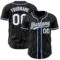 Custom Black White Pinstripe White-Light Blue Authentic Baseball Jersey