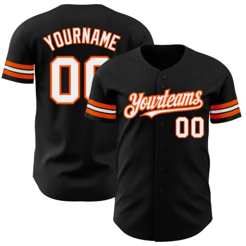 Black1770 Custom Black White-Orange Authentic Baseball Jersey