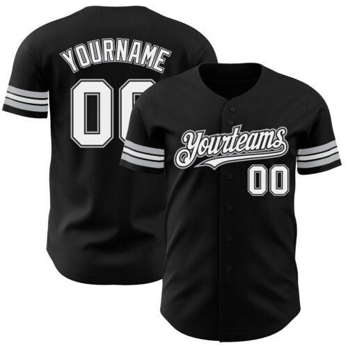 Black1773 Custom Black White-Gray Authentic Baseball Jersey