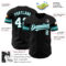 Custom Black White-Teal Authentic Baseball Jersey