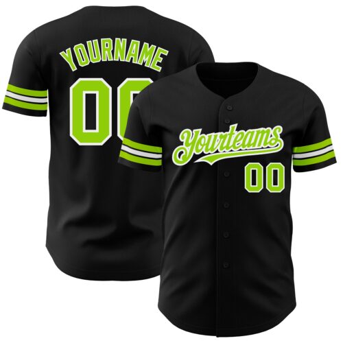 Black1779 Custom Black Neon Green-White Authentic Baseball Jersey