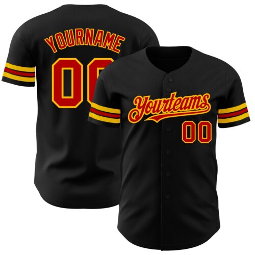Black1783 Custom Black Red-Gold Authentic Baseball Jersey