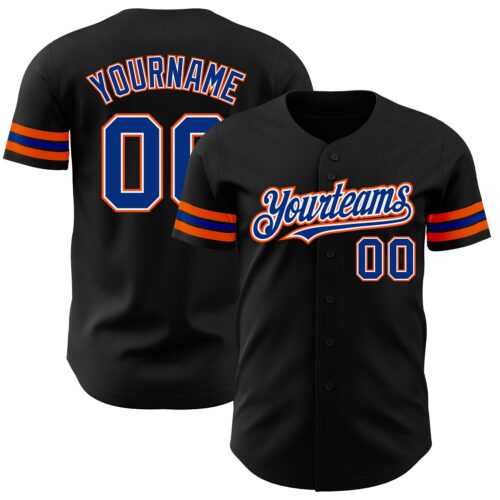 Black1786 Custom Black Royal-Orange Authentic Baseball Jersey