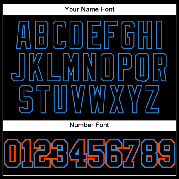 Custom Black Electric Blue-Orange Authentic Baseball Jersey