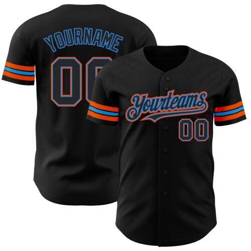 Black1787 Custom Black Electric Blue-Orange Authentic Baseball Jersey