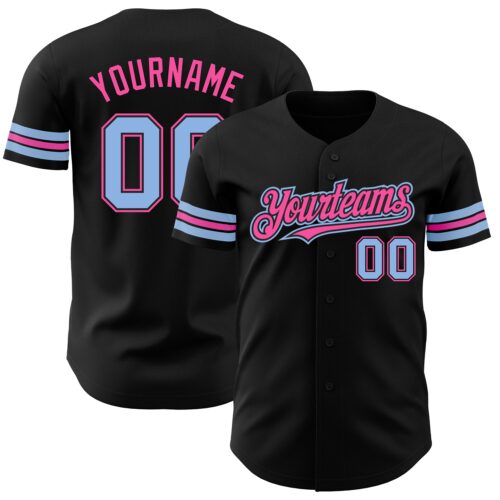 Black1788 Custom Black Light Blue-Pink Authentic Baseball Jersey